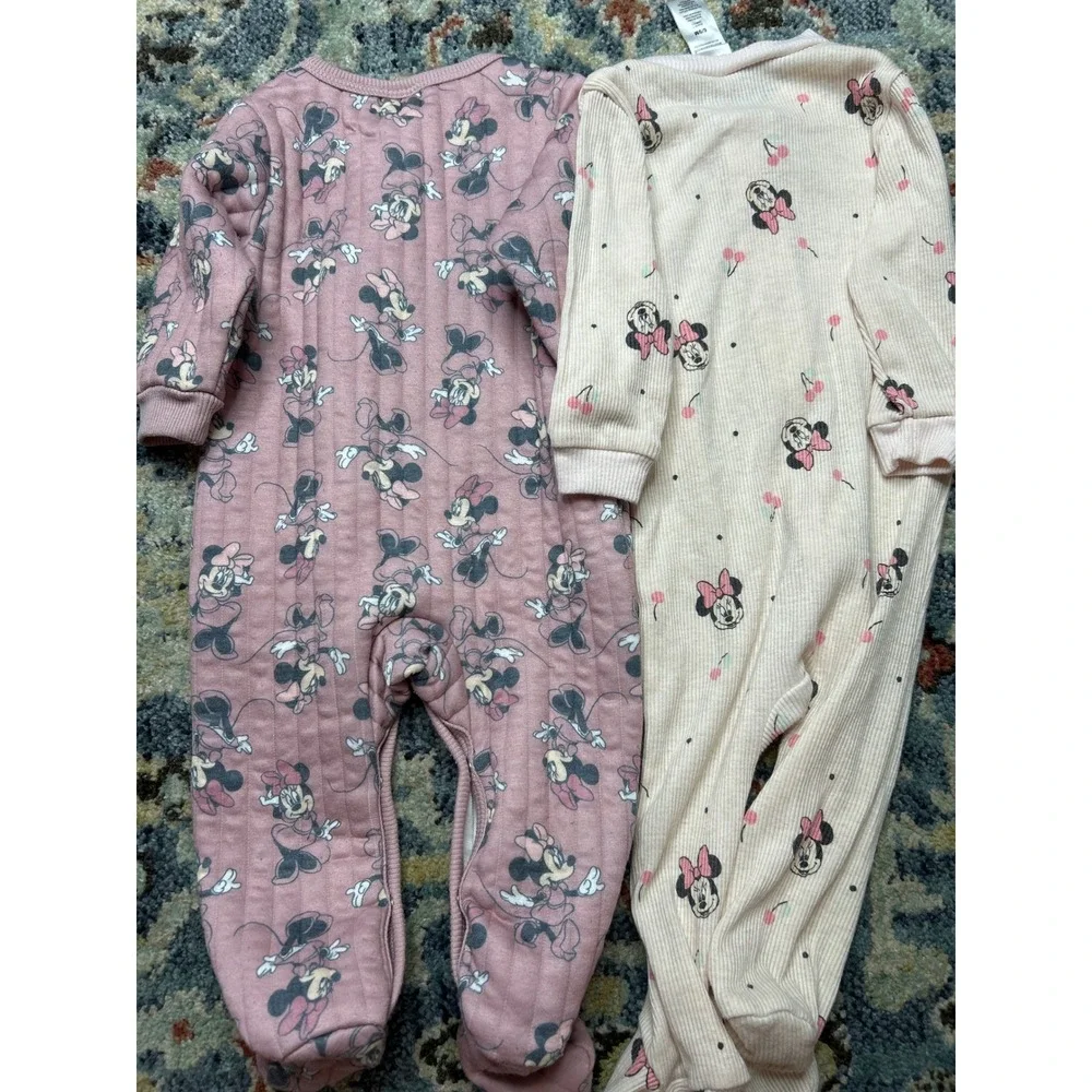 Disney Footed Sleeper Bundle Girls 6-9M Pink Cream Minnie Mouse